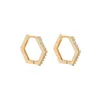 Hoop Huggie Minimalist Geometric Square Crystal Small Hoop Earrings For Women Fashion Gold Color Metal Earring Ear Buckle Jewelry Dhma0