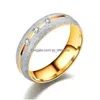 Clusterringen Goud DL Poolse roestvrijstalen ring Diamant kristallen paar ringen voor mannen Women mode sieraden drop levering dh9wx