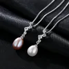 Micro set zircon s925 silver freshwater pearl pendant necklace women jewelry new fashion charming lady box chain necklace accessory gift