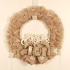 Decorative Flowers Christmas Wreath Battery Operated Lights 2022 Letter Card Ribbon Hoop Garland Day Decoration Door