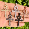 Charms 5 PCS Cubic Zirkonia Pave Egyptian Ankh Złote Srebrny Czarny Rosgold Metal metalowy wisiorek do bransoletki