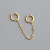 Baumelnde Ohrringe aus echtem 925er-Sterlingsilber, doppelte Hoop-Quaste für Frauen, vergoldeter Fransenschmuck und Mädchen