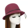 Berets Europe Europe Eustry Style Осенняя зимняя шляпа для женщин Fedora Woman Wild Brim Wool Weet Bowknot Fedoras Vintage Ladies Bonnet Cap