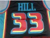 Stitched # 33 Hill Black Basketball Jersey broderade anpassade män Kvinnor Youth Basketball Jersey XS-5XL 6XL