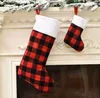 Calze natalizie Famiglia Albero di Natale Decorazione Camino Appeso Calza Caramelle Sacchetto regalo Babbo Natale classico rosso nero Buffalo Plaid Stagione delle feste Decorazioni per feste