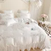 Bedding Sets Eucalyptus Lyocell Duvet Cover Set Ruffels Princess Girls White Pink Silky Smooth Cooling Bed Sheet Pillowcases