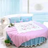 Bedding Sets Round Corner Bed Pink Luxury SuperKing Size Ruffle Blue Fitted Sheet Set Cotton Flroal Europe DuvetCover