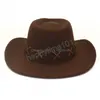 Szerokie brzegi czapki wiadra czapki moda kobiety cowgirl czapka ręcznie robiona Roll Up Brim Western Cowboy Hat for Men Gentleman Sombrero Hombre Ja Dh1ay