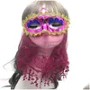 Masques de fête Enfants Fête Annuelle Halloween Masque De Noël Danse Du Ventre Mascarade Adt Se Réunir Style Indien Avec Voile Or Poudre DHD6V