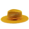 Brede rand hoeden emmer hoeden 2023 herfst winter dames fedora hoeden 8,5 cm brede riem heer elegante jazz vintage bruiloft kerkhoed dhkg4