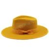 Szerokie brzegi czapki wiadra czapki 2023 jesienne zimowe kobiety fedora czapki 8,5 cm szerokość dżentelmena elegancka jazz vintage ślub kościelny kapelusz dhkg4