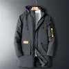 Mens Down Parkas Winter Long Cotton Jacket Men 6xl 7xl 8xl tjock varm huva vindtät överdimensionerad vadderad vattentät lös överrock plus storlek 221207