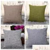 Cushion/Decorative Pillow Cushion Decorative Pillow 40Cmx40Cm Cotton Linen Pillowcase Solid Burlap Classic Mticolor Square Er Sofa D Dh3Ml