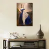 Klassisk duk konstmålning porträtt av Scarlett o hara i den blå klänningen handmålad oljeåtergivning vacker kvinnekonstverk för hemmakontorsrum väggdekor