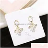 Stud Fashion Jewelry S925 Sier Post ￶rh￤ngen Crystal Geometric Cross Stud Drop Delivery DHIQ2