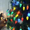 Strängar 50/100 C6 jordgubbslampor Fairy Light Outdoor Christmas Tree String Waterproof Garden Patio Holiday Party Decor Garland