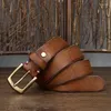 Bälten 3.8 cm tjock retro Men Belt Big Copper Pin Buckle Wild Top Full Grain äkta läder för jeans avslappnad vintage rem