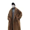 Herr ull blandar yasuguoji koreanska mode dubbelbröst män tålen lång tjockare varm fleece vinterrock män mens överrock manteau pour homme 221206