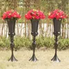 Party Decoration Elegant Black Metal Tall Flower Stand Chandelier Table Centerpiece Holder Versatile Wedding Vase