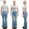 Kvinnor Jeans Casual Tassel Denim Pants Vintage Sexy Hole Ripped Flare Trousers Street Skinny High midje Lady Wide Leg 221206