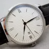 Armbanduhren Pailan Automatikuhr Herren Echtes Leder Edelstahl Minimalistisches Bauhaus Weißes Zifferblatt Möwe ST2130