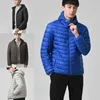 Mens Down Parkas Mens Ultralight Down Botton Kurtka Zima wiatroodoodporność ciepłe parkas płaszcze modne płaszcz z kapturem krótki Slim Fit Mężczyźni odzieży wierzchniej 221207