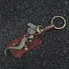 Keychains 2022 Fashion Jewelry Lizard Gecko Animal Pendant Leather Retro Copper Men's Keychain Charm Female Accessories