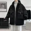 Piumino da uomo Parkas s Vintage Safari Winter Jacket Warm Puffer Coat Coreano da viaggio all'aperto Multi tasca oversize in cotone imbottito da uomo 221207