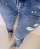 Женские джинсы с высокой талией скинни женщины винтажные джинсовые штаны Сексуальные разорванные карандаш повседневные брюки Осенняя мама 221206