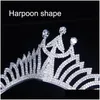 Diademi Queen Crown Fl Strass Trident Corone per donne Ragazze Nappa lunga Copricapo di lusso Copricapo teatrale 1365 D3 Drop Del Dhrvf