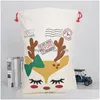 Decorazioni natalizie Decorazioni natalizie Sacchi di Babbo Natale Sacchetti regalo Grande borsa di tela pesante organica Sacco con cordoncino con renne di S Dhuvs