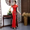Ubranie etniczne nowość chiński styl vintage haft bodycon qipao ślub wieczorny impreza chuda sukienka Klasyczne widelec cheongsam