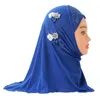 القبعات فتاة صغيرة الحجاب مع الزهور زخرفة سهلة مسلم سحب على Jersey وشاح الأوشحة العرقية الحجاب الإسلام