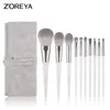 Ferramentas de maquiagem Zoreya Silver 1014pcs pincéis de conjunto de cosméticos escova de sombra olho mistura de blush em pó de pó de pó maquiagem 221207