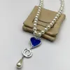 Brief Designers Necklace For Women Black Blue Love Pendant Pearl Jewelry Necklaces Brands Chain Silver Letter G22120705