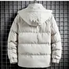 남성 재킷 Mens Parka 코트 단색 따뜻한 후드가있는 재킷 겨울 파카 스 남성 패션하라 주쿠 남성 캐주얼 재킷 스트리트웨어 221205