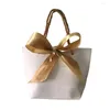 Present Wrap 20st Portable Kraft Paper Bag Wedding Party Favors Candy Handle Påsar med band Baby Shower Wrapping