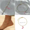 Tornozeletes rom￢nticas rosa acr￭lico pingente de lua anklet praia feminina feminina charme de ouro j￳ias de braceletes