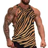 Herrtankstoppar Rainbow Tiger Print Top Men Colorful Stripes Sportwear Beach Gym M￶nster ￤rml￶sa skjortor plus storlek 4xl 5xl