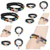 Beaded 7 Chakras 6Mm Black Lava Stone Diy Aromatherapy Essential Oil Diffuser Bracelet Tree Of Life Charms Elastic Bracelets Jewelry Dh7Fb