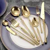 Geschirr Sets Vintage Gold Western Bulk Euopean Edelstahl Utensilien De Cuisine Küche Besteck OF50DC