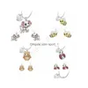 Pendant Necklaces Animal Series Combination Jewelry Suit Lovely Elephant Bee Ladybug Owl Pendant Necklace Earring I Love You For Wom Dhuzp