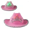 Boinas rosa cowgirl hat hat western tiara liderado para feminino girl bap férias fantasia