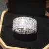 Обручальные кольца Huitan Full Bling Iced Out Cz обещание женщин серебряный цвет модный дизайн широкий дизайн роскошные женские ювелирные изделия