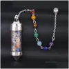 Anhänger Halsketten Glas Mini Wunschflasche Anhänger Sieben Chakra Wahrsagerei Wünschelrute Kegelspitze Pendel Yoga Anhänger Amet Wicca Pendo Dhplk