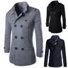 Men's Wool Blends Stylish Winter Solid Coats Fashion Brand Long Coat Double Collar Thick Overcoat Male 221206