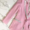 Dames039s pakken roze elegante vrouwelijke blazer vintage reverspaneel modieus slank kantoor zakelijk pak vrouwen americana mujer6667457