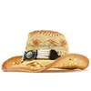 Wide Brim Hats Bucket Hats 100 Natural St Hat Women Men Handmade Weave Cowboy Hats For Lady Tassel Summer Western Sombrero Hombre Dhe2Y