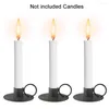 Ljushållare 3st Iron Art Home Decor Candlestick Holder Black Wedding Party Restaurant med handtag Thanksgiving inomhus för avsmalnande skrivbord