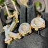 Benutzerdefinierte Namensanhänger-Halsketten für Männer und Frauen, 26 Buchstaben, Hip-Hop-Bling-CZ-Buchstaben-Halskette, Schmuck, Geschenk